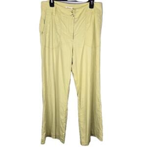 Maeve Anthropologie Colette Wide Leg Crop Pants Lt Green Sz 18 Linen Blend Luxur
